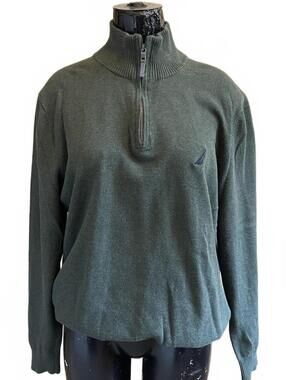 Nautica Men's Medium Green Half-Zip Sweater